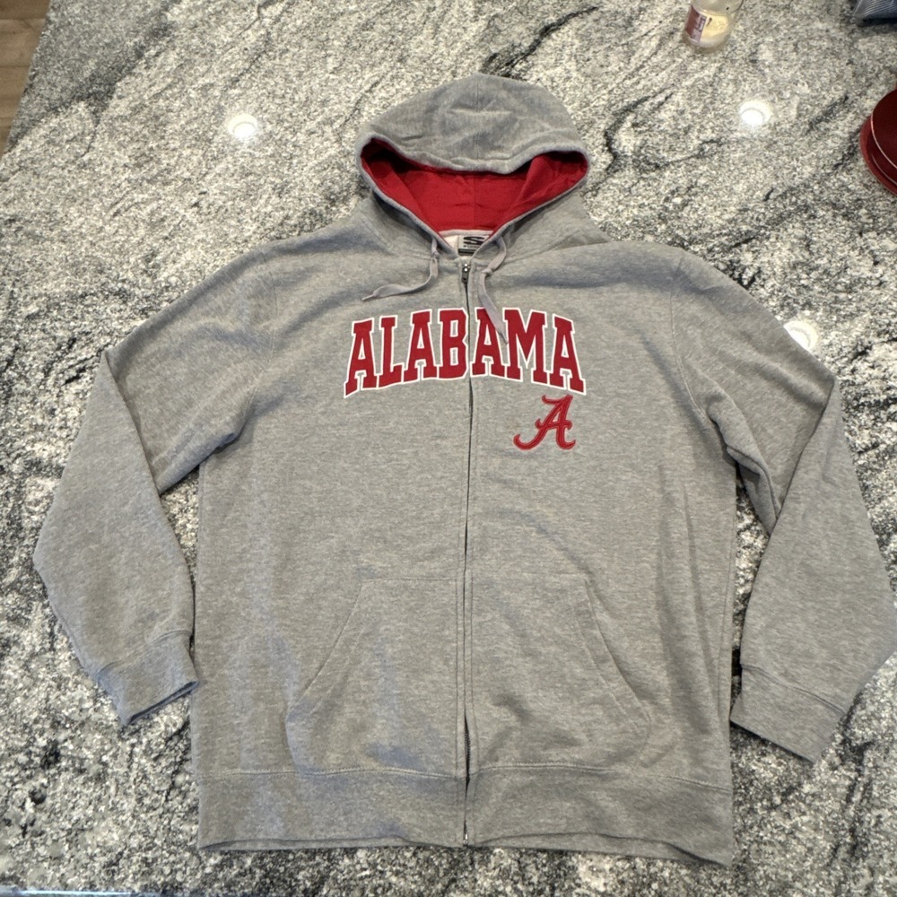Alabama Crimson Tide Full Zip Hoodie Stadium Athletics Sweatshirt Size XL Gray